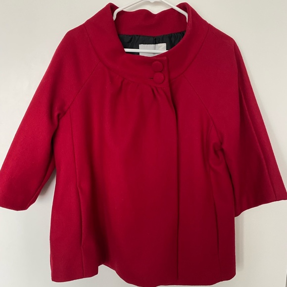 Cherry red wool blend coat - Picture 1 of 4